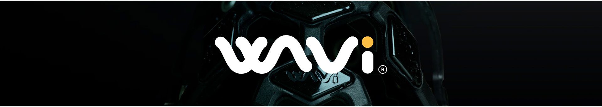 A close up of the waves logo on a black background