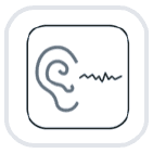 A picture of an ear with sound waves coming out.